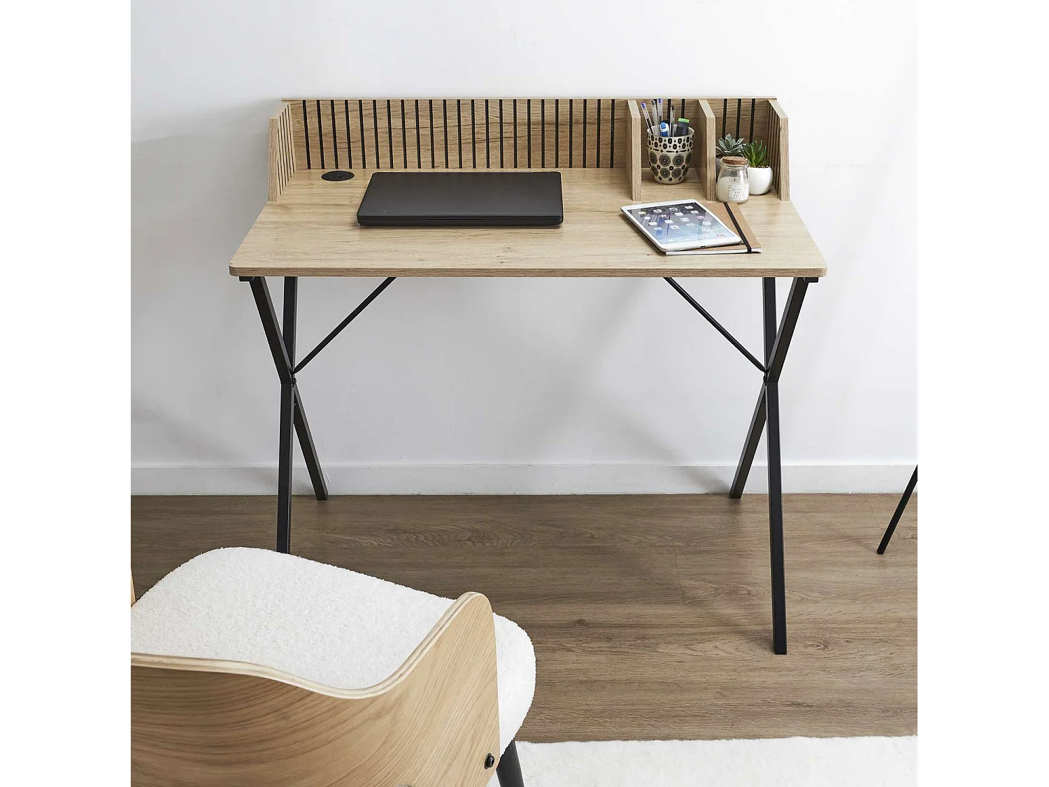 Bureau Saulk en bois et métal - Marron et noir