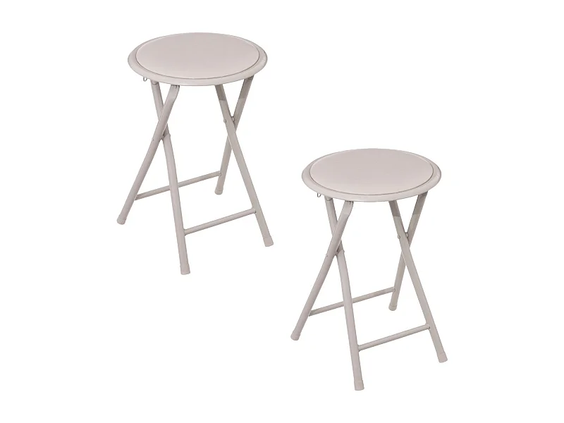 Lot de 2 tabourets d'appoint pliables en PVC - Beige