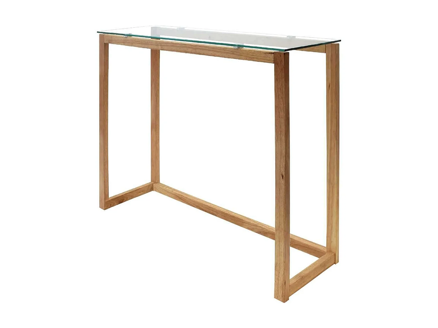 Console en verre et bois - Marron et transparent
