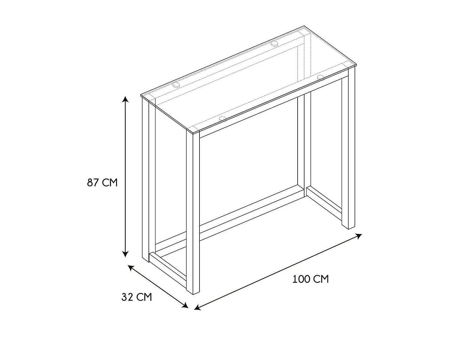 Console en verre et bois - Marron et transparent