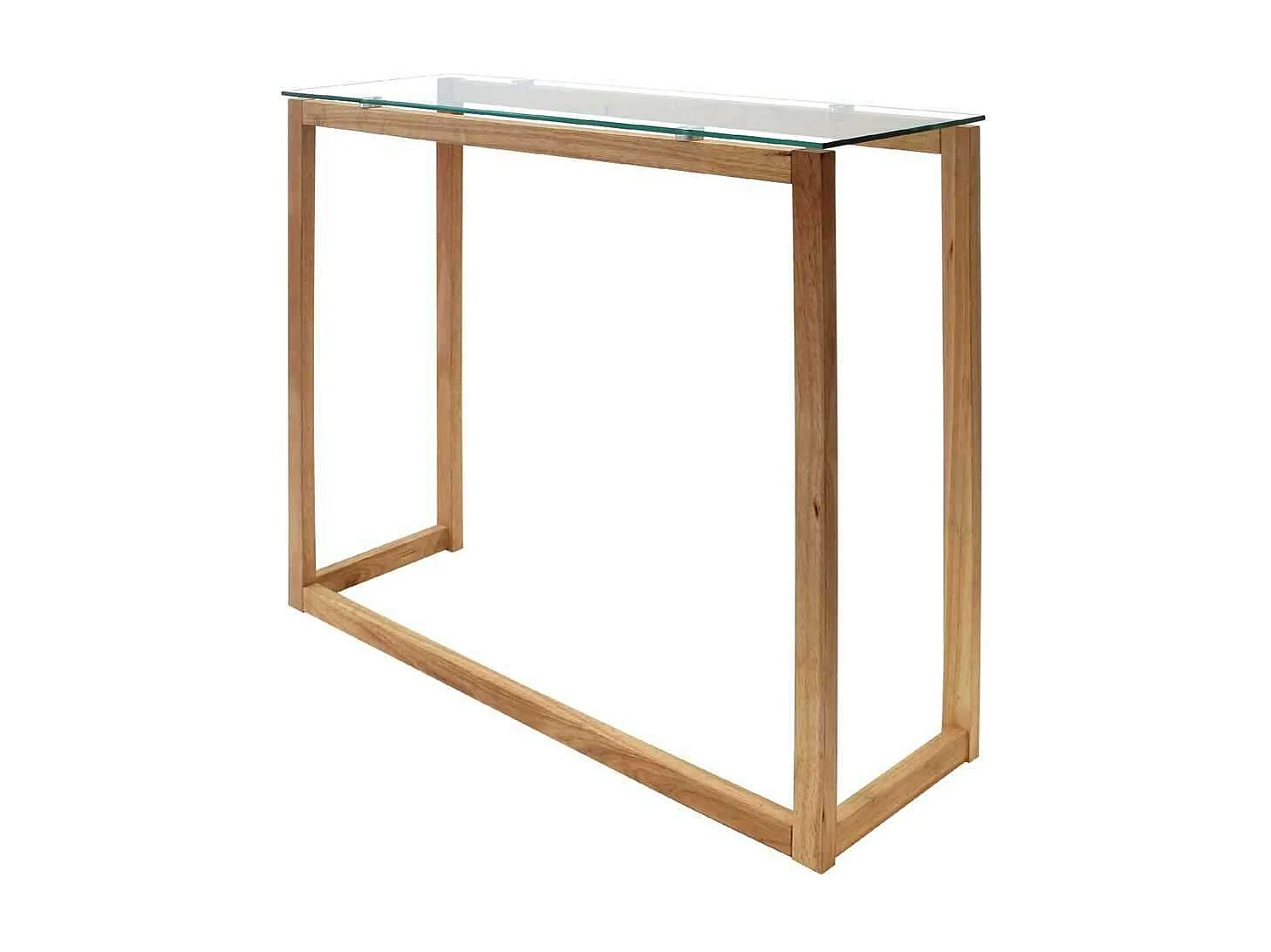 Console en verre et bois - Marron et transparent