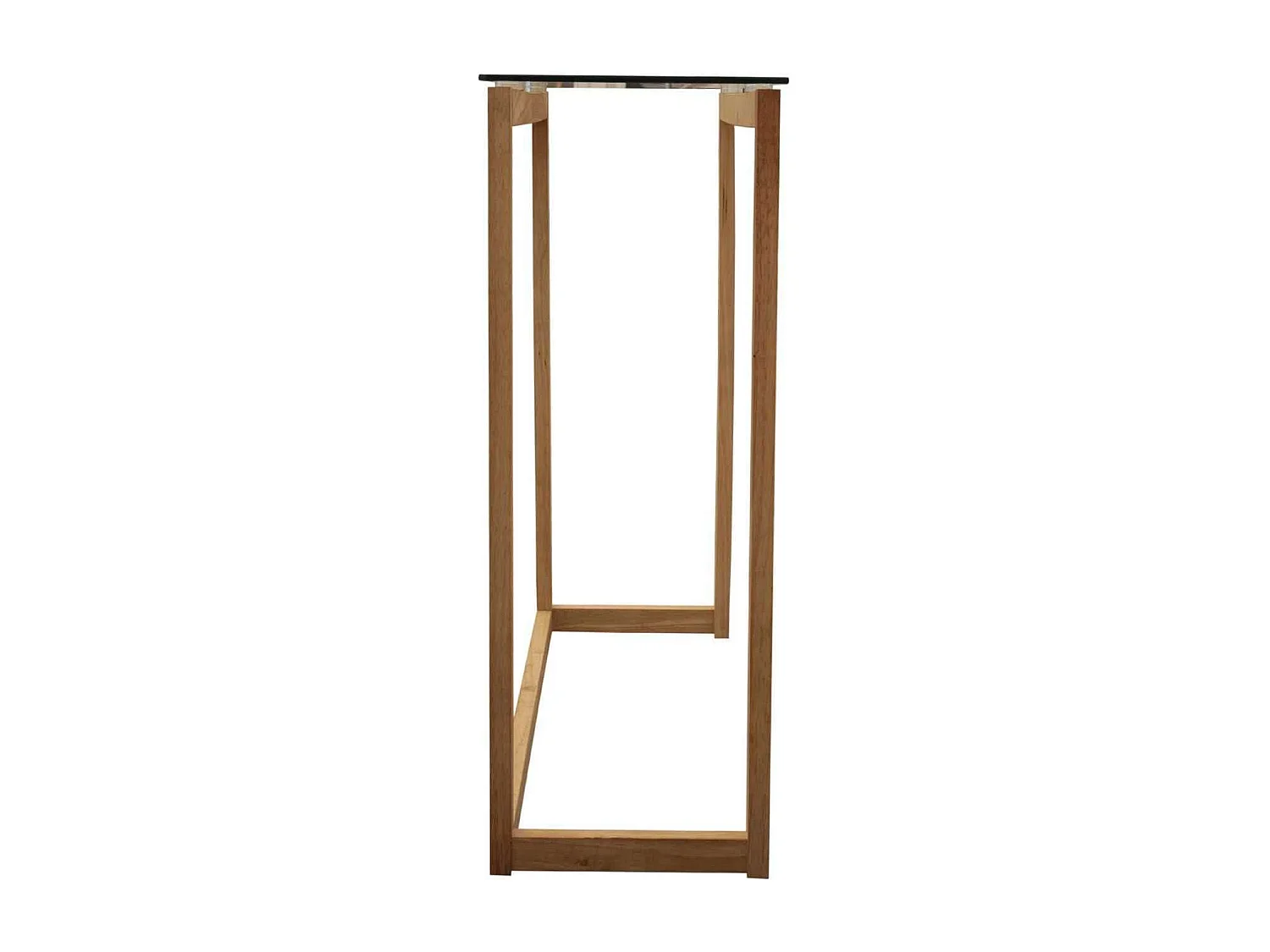 Console en verre et bois - Marron et transparent