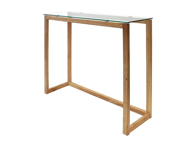 Console en verre et bois - Marron et transparent