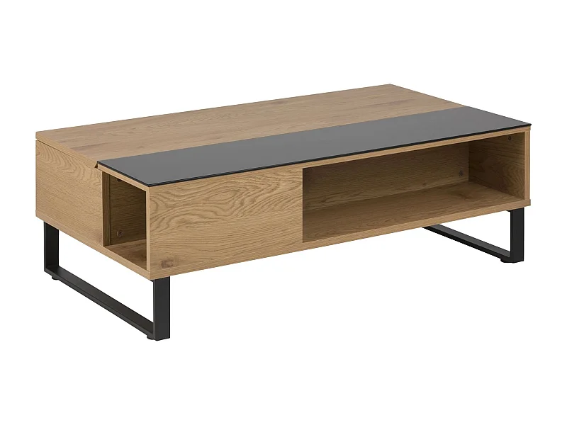 Table basse Azéla en verre et MDF avec plateaux relevable