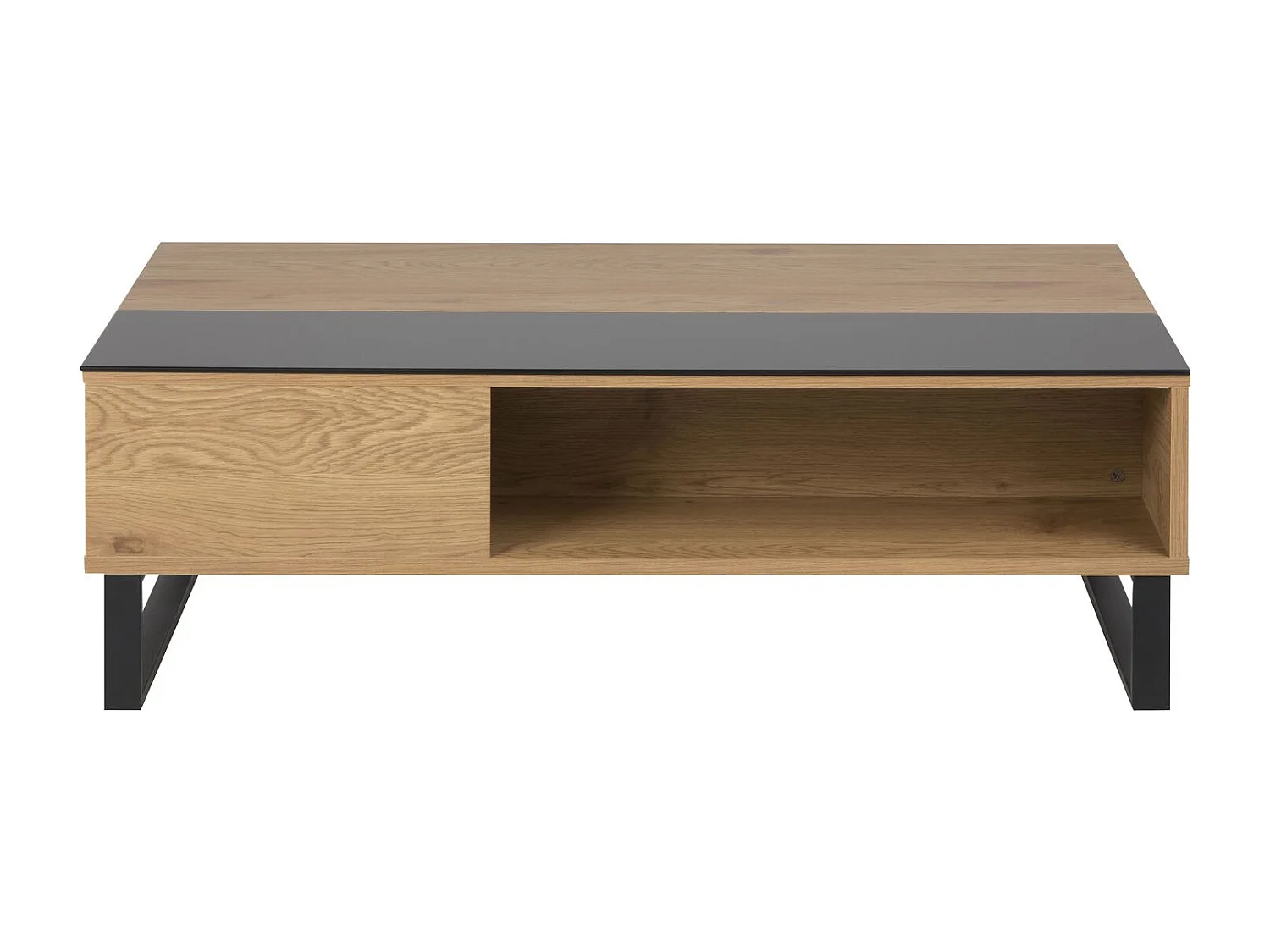 Table basse Azéla en verre et MDF avec plateaux relevable