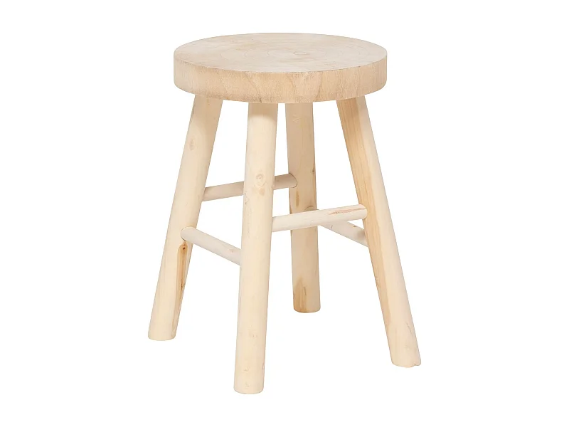 Tabouret d'appoint en bois massif NYAR - Beige