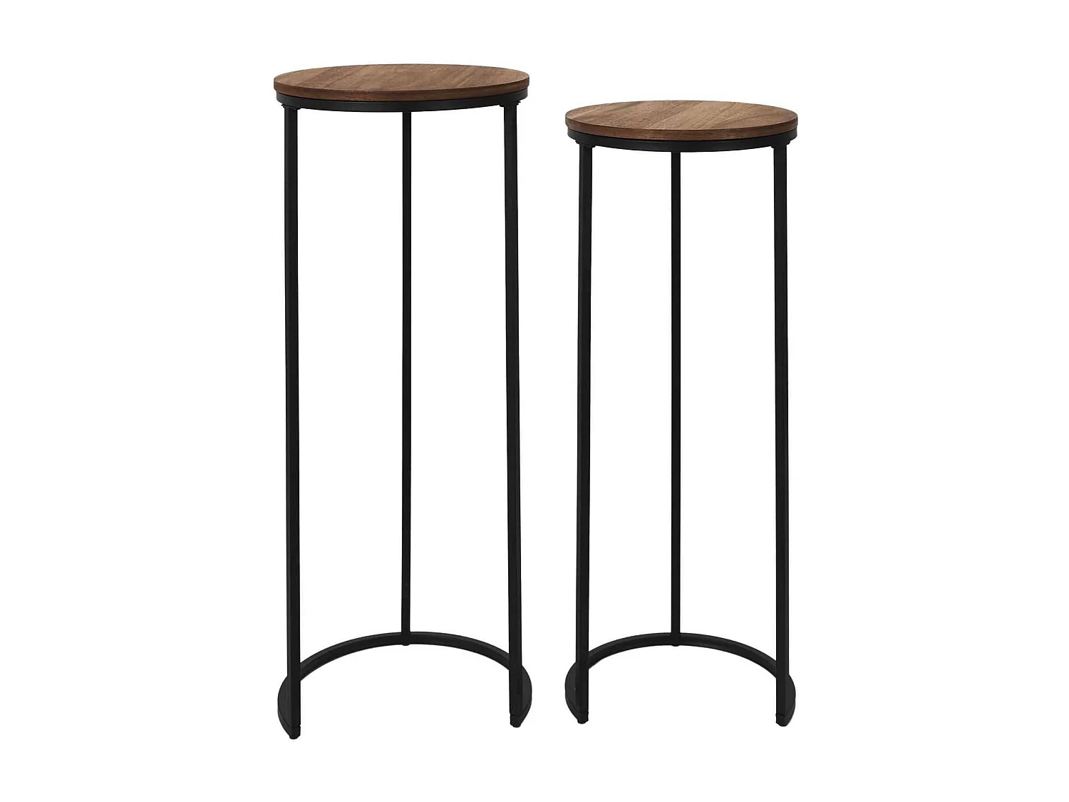 Lot de 2 selettes gigognes effet acacia et métal VISBY - Marron et noir