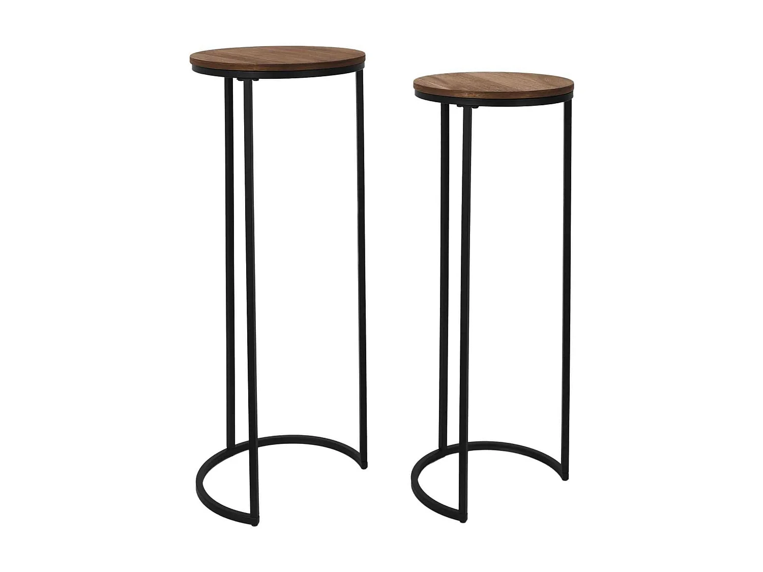 Lot de 2 selettes gigognes effet acacia et métal VISBY - Marron et noir