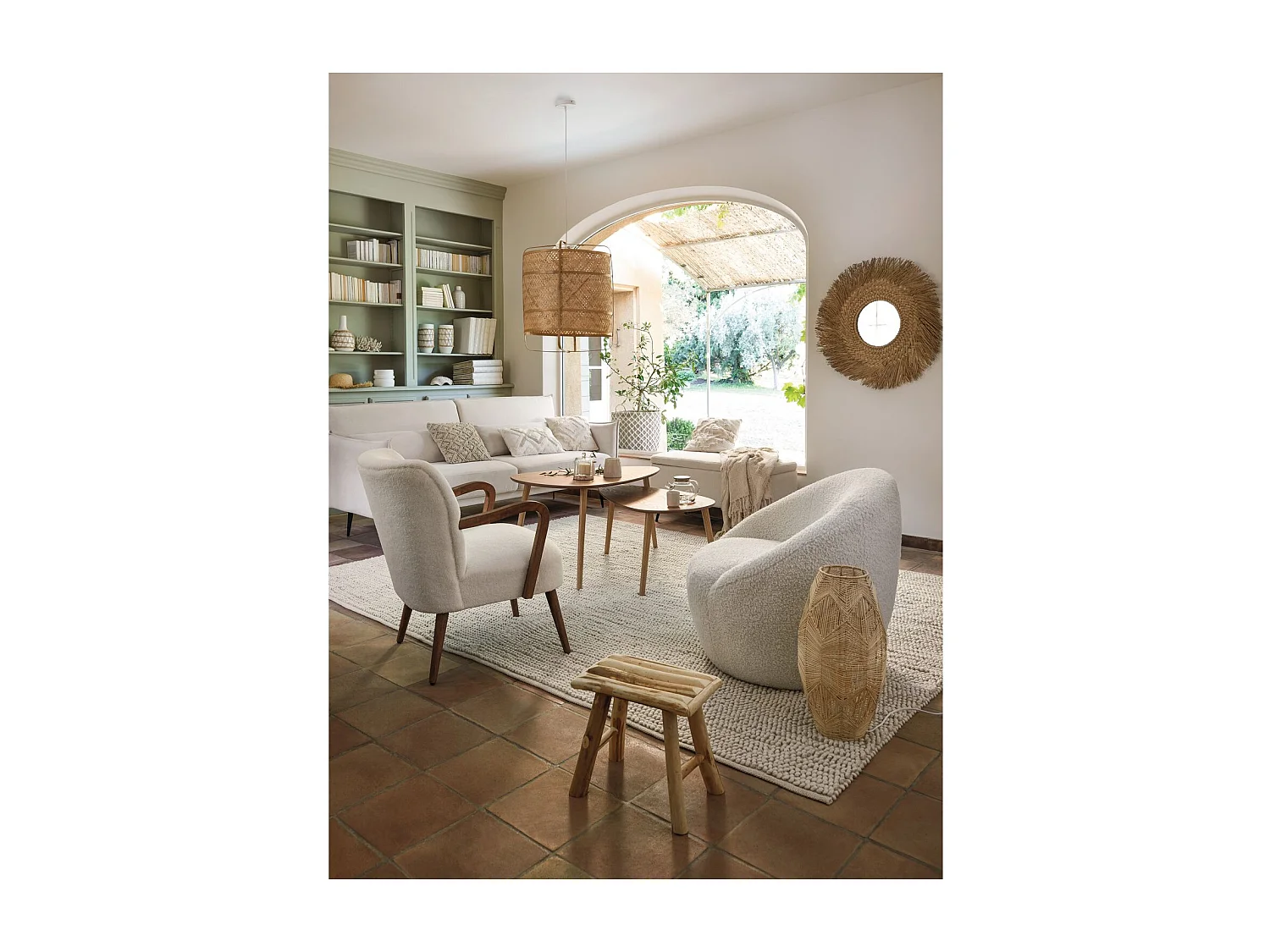 Tabouret en bois Woody - H. 32 cm - Naturel