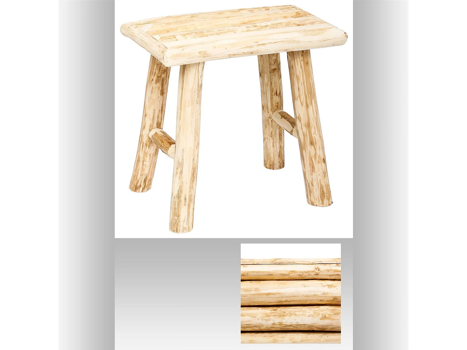 Tabouret en bois Woody - H. 32 cm - Naturel