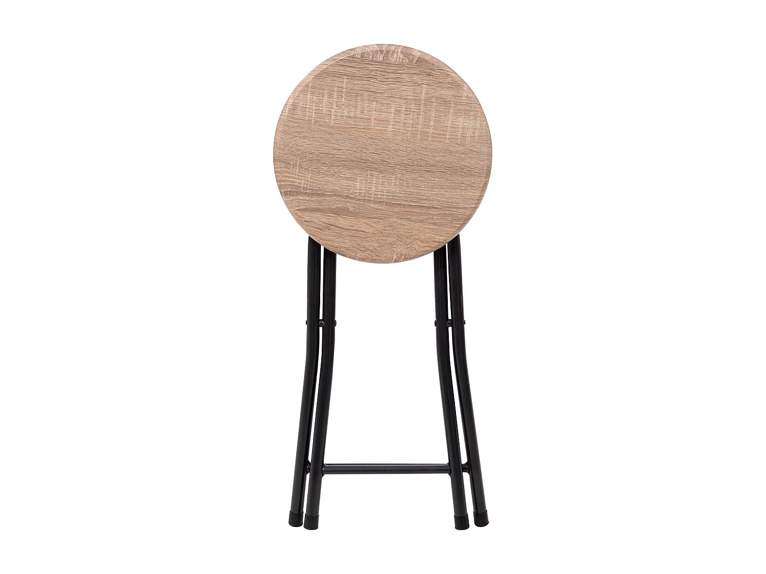 Lot de 10 tabourets pliants effet bois et métal - Beige et noir