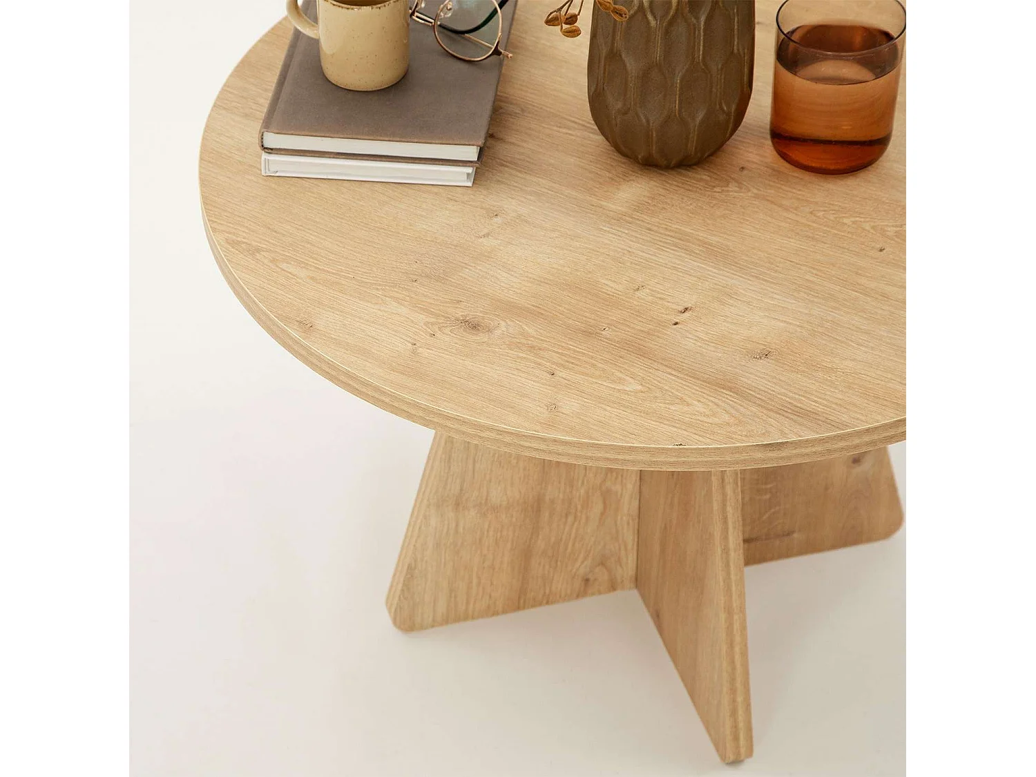 Table basse ronde Valence en bois - Beige