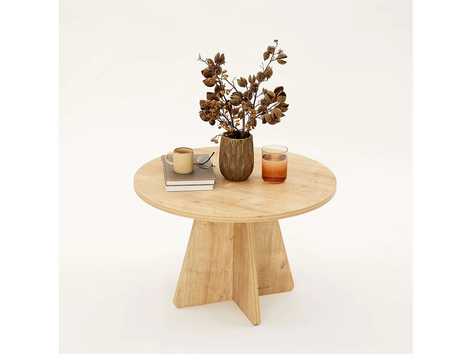 Table basse ronde Valence en bois - Beige