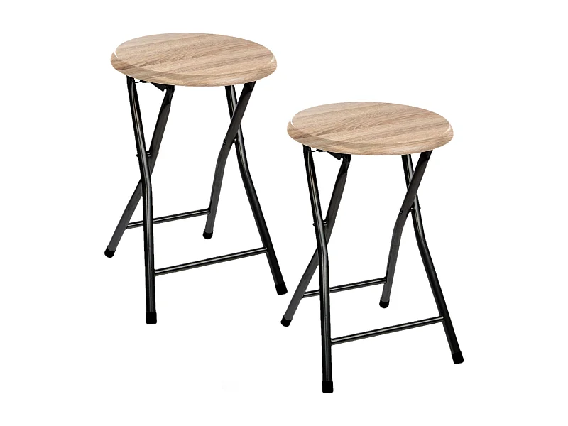 Lot de 2 Tabourets pliants en métal et MDF