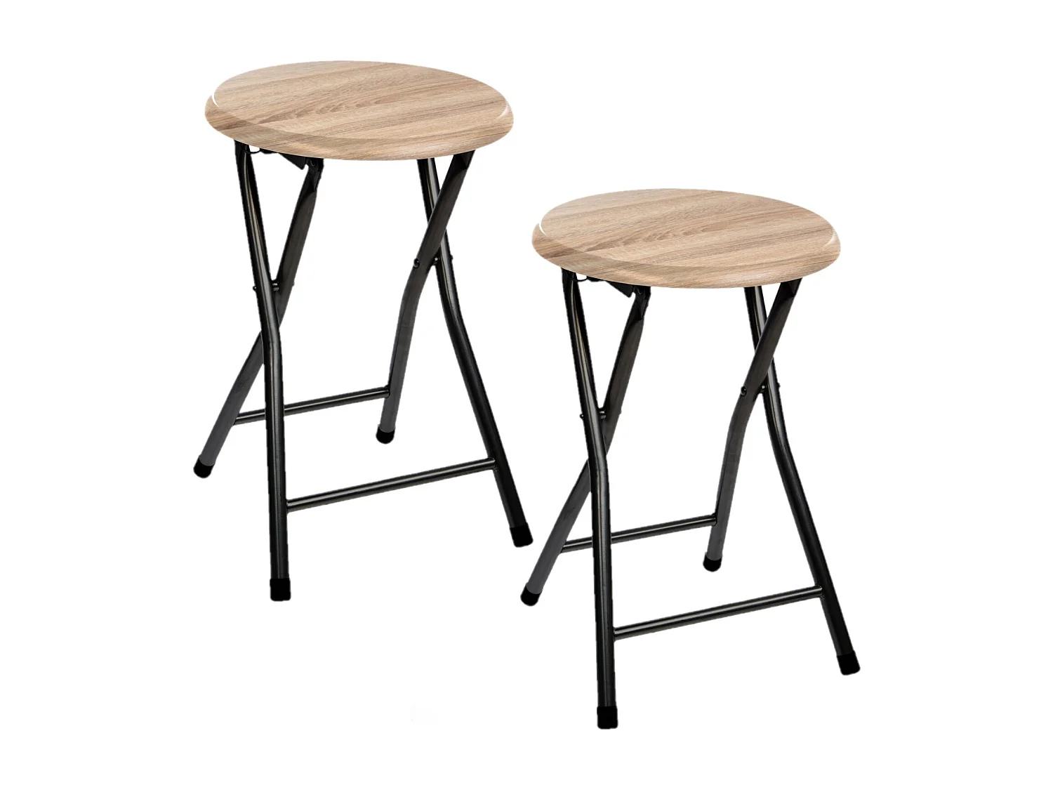 Lot de 2 Tabourets pliants en métal et MDF