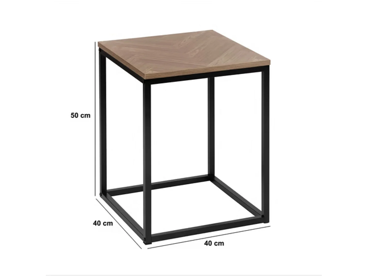 Bout de canapé en bois et métal CHEVRONS - Beige et noir