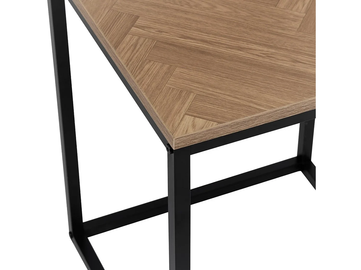 Bout de canapé en bois et métal CHEVRONS - Beige et noir