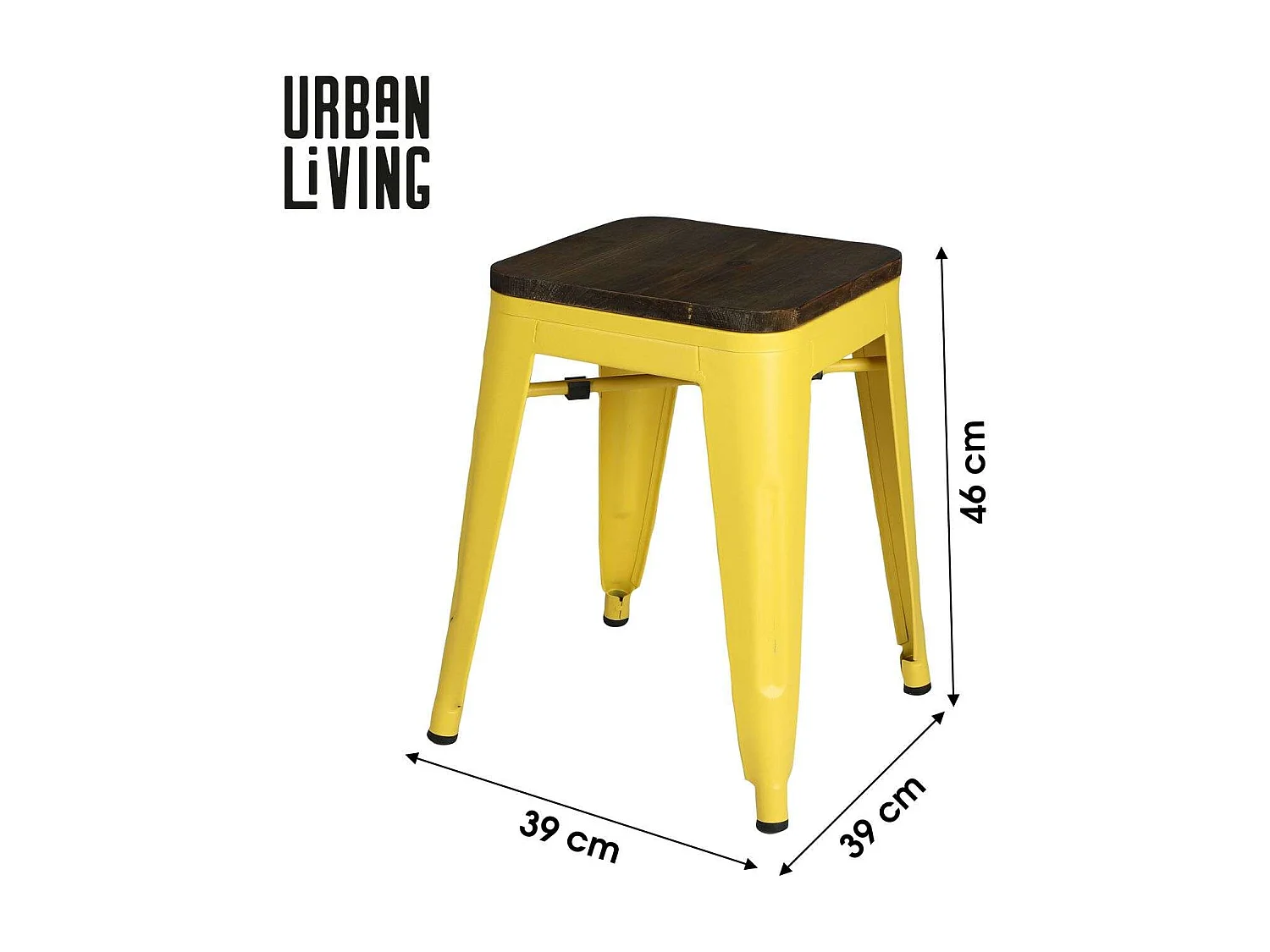 Lot de 4 tabourets vintage Liv H46 cm - Jaune