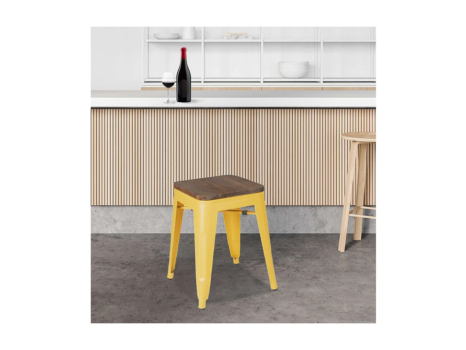 Lot de 4 tabourets vintage Liv H46 cm - Jaune