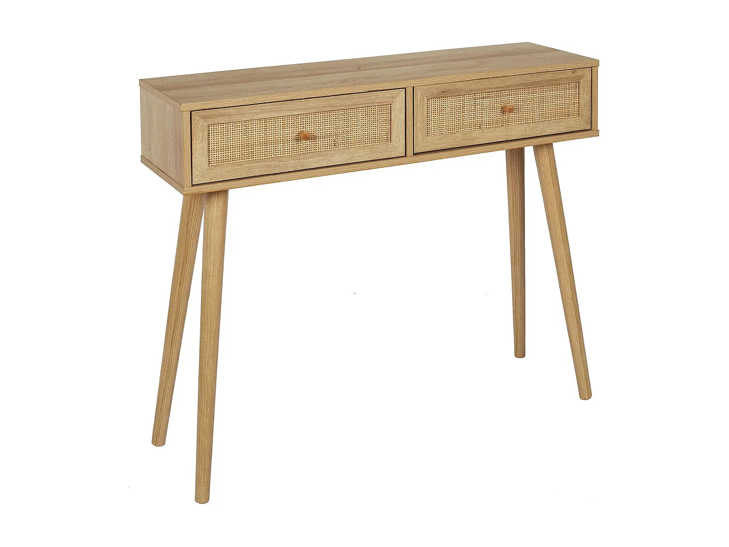 Console Bali à 2 tiroirs effet cannage - Beige