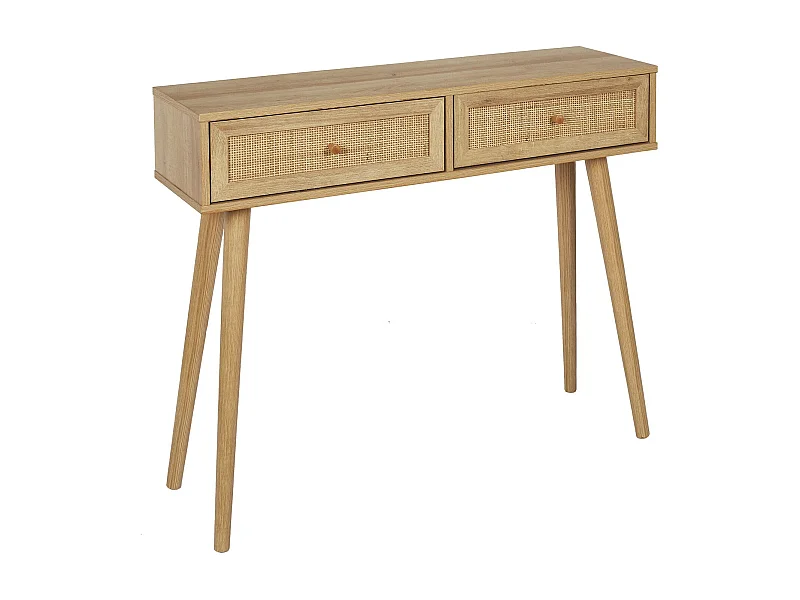 Console Bali à 2 tiroirs effet cannage - Beige