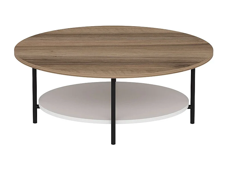 Table basse 1 étagère Ombeline en bois - Beige et blanc