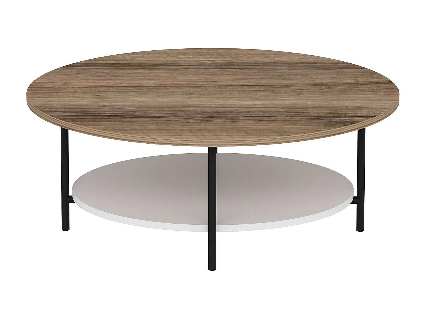 Table basse 1 étagère Ombeline en bois - Beige et blanc