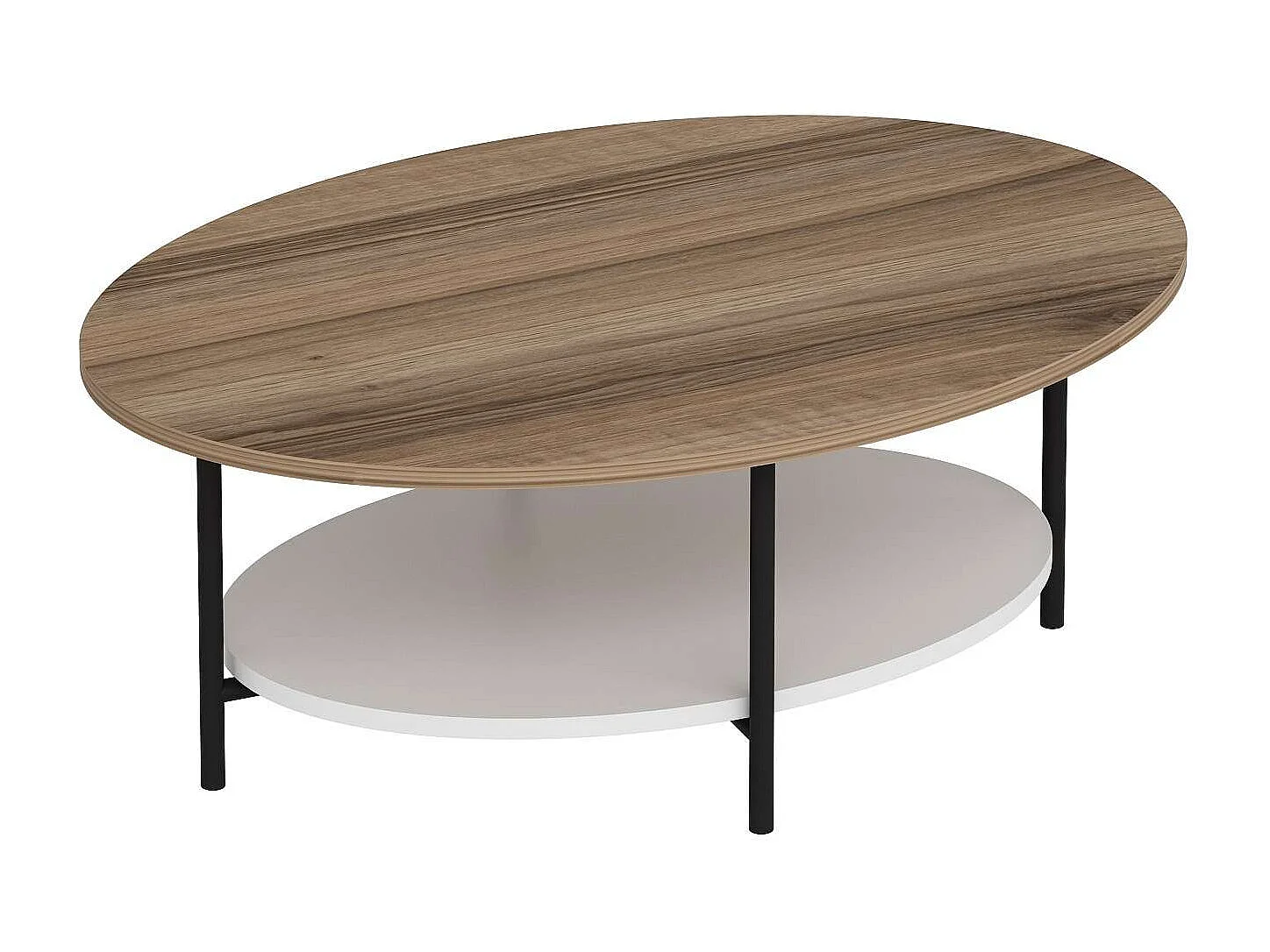 Table basse 1 étagère Ombeline en bois - Beige et blanc