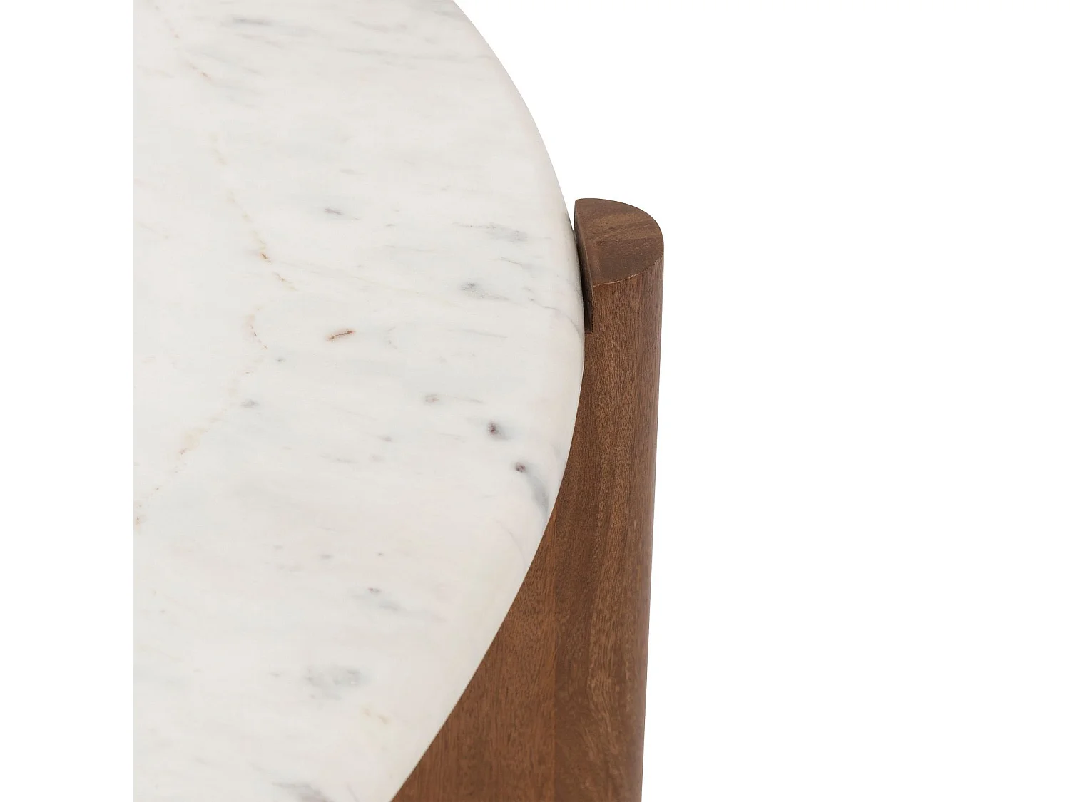 Table basse ronde en marbre et bois massif NANDA - Blanc