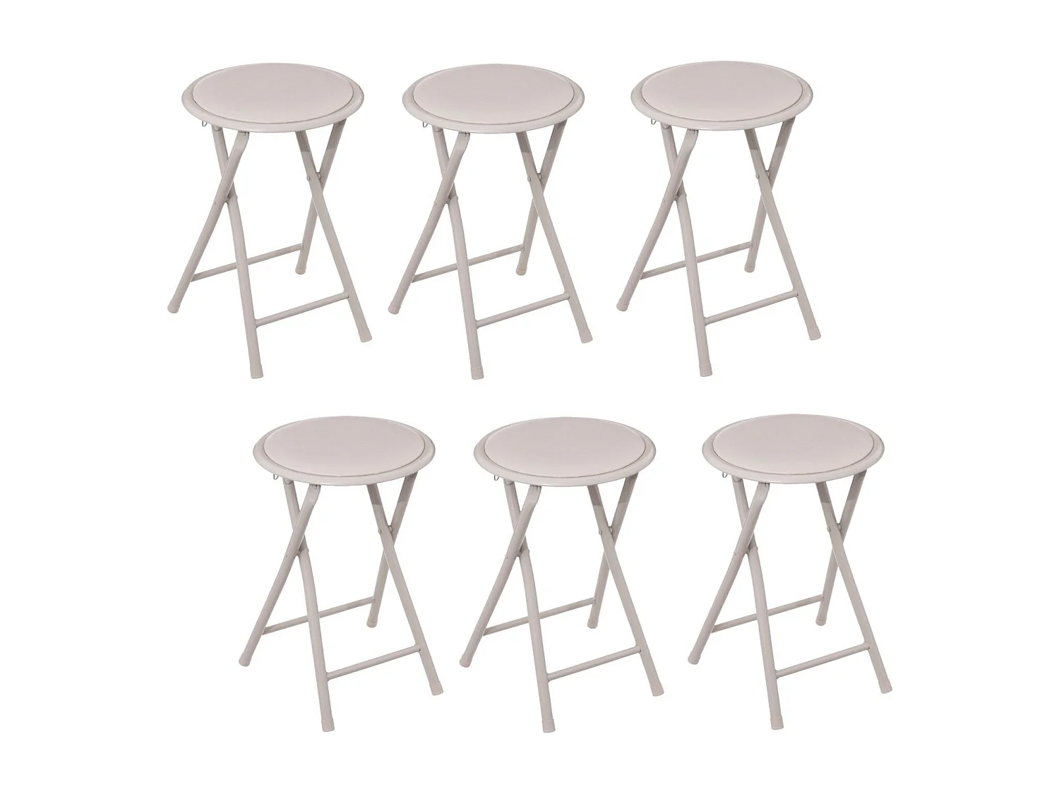 Lot de 6 tabourets d'appoint pliables en PVC - Beige