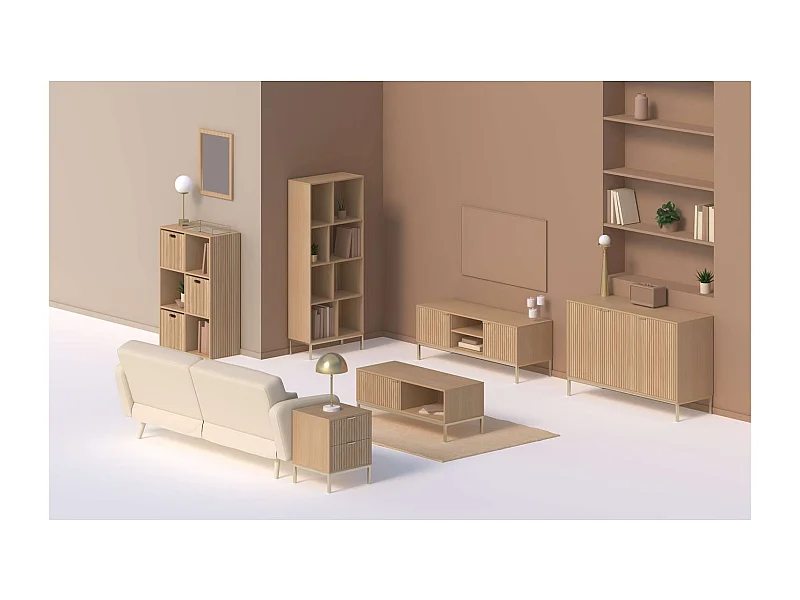 Table basse 1 tiroir en bois TASSO - Marron