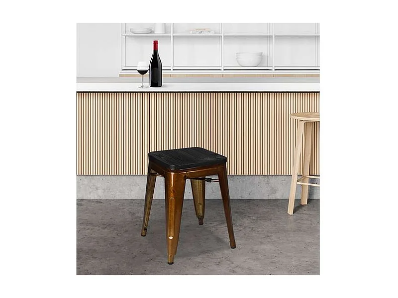 Lot de 4 tabourets vintage Liv H46 cm - Métal doré