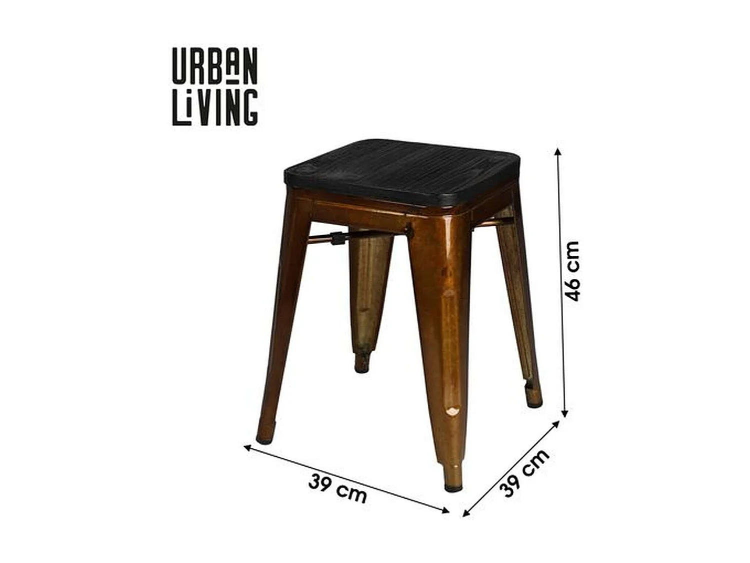 Lot de 4 tabourets vintage Liv H46 cm - Métal doré