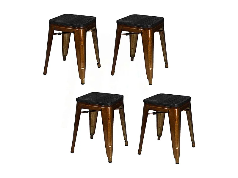 Lot de 4 tabourets vintage Liv H46 cm - Métal doré