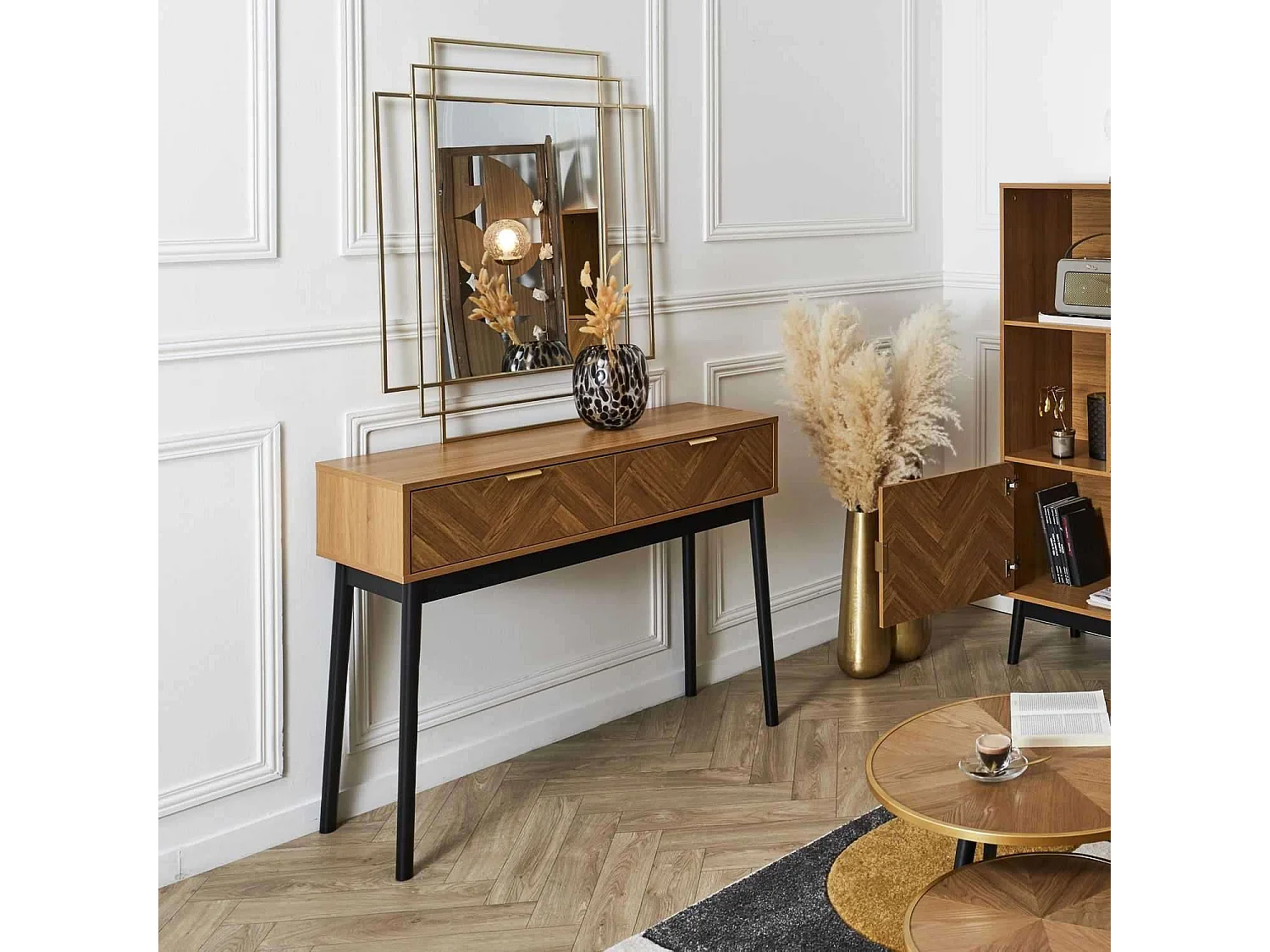 Console en bois FELIX - Marron et noir