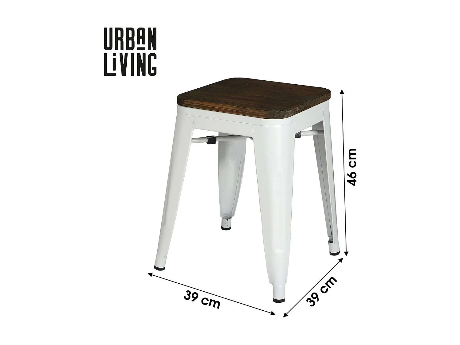 Lot de 4 tabourets vintage Liv H46 cm - Blanc mat