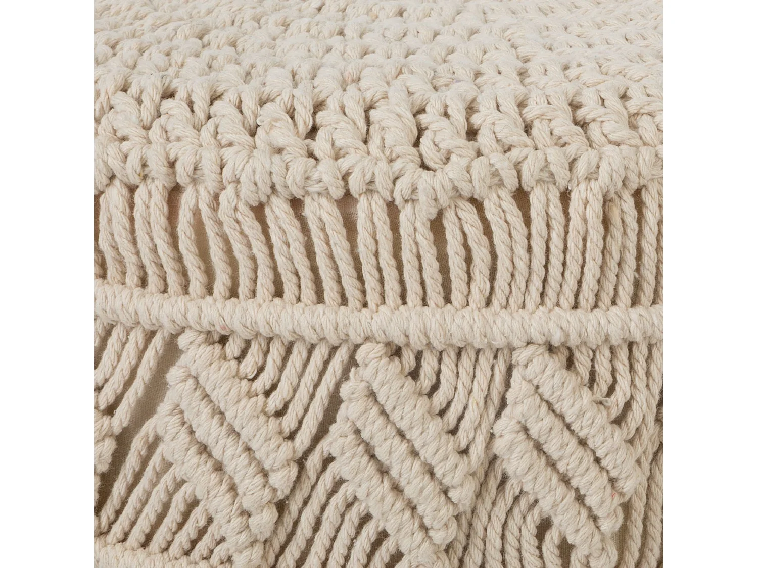 Tabouret en macramé Savana - H. 42 cm - Beige