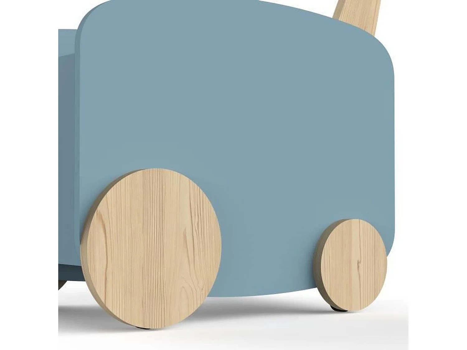 Carro de almacenaje escandinavo con ruedas - Azul tormenta y madera natural - 49,8 x 35 x 52,5 cm