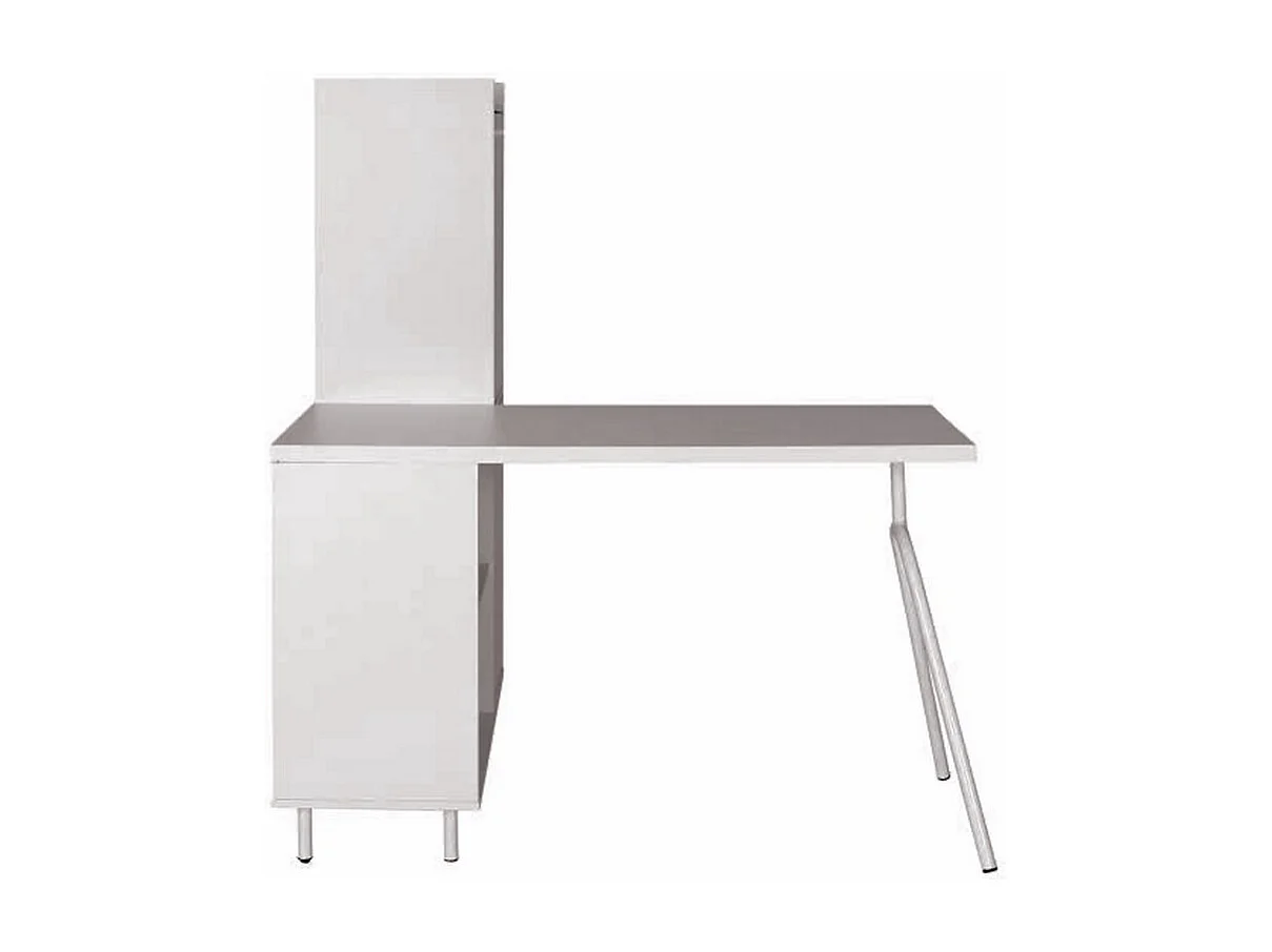 Bureau Pied métallique Arc et Armoire Blancs L 89.8 H 141.5 P 120 cm