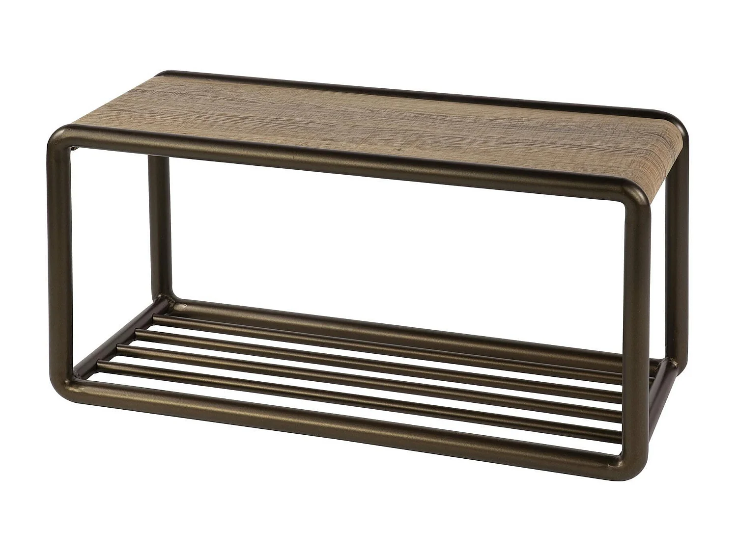 Banc à chaussures effet bois et métal cuivré HELSINKI