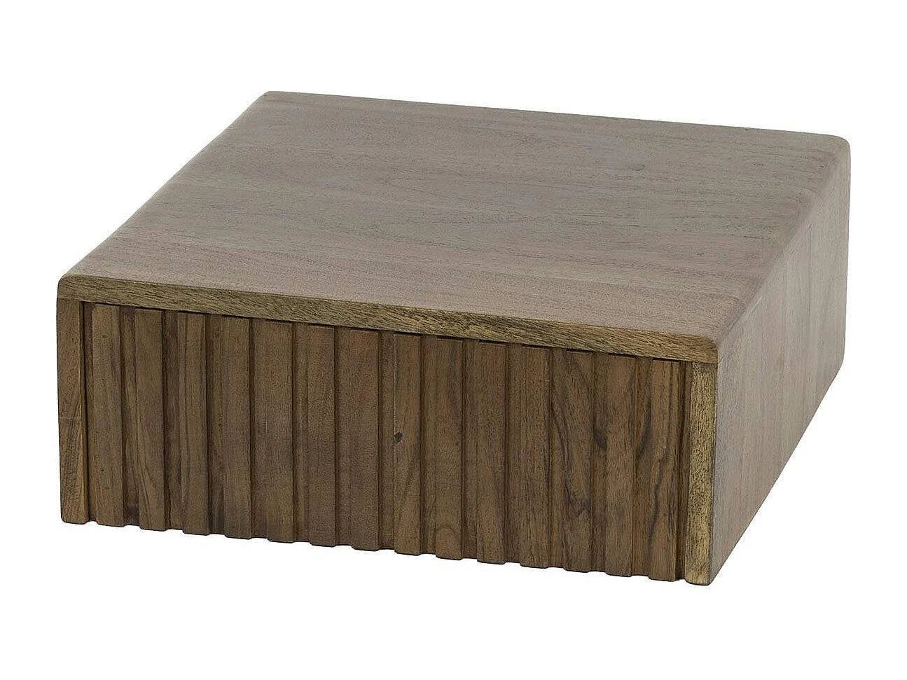 Table de chevet murale bois brun, tiroir rainuré (x2) NAKO