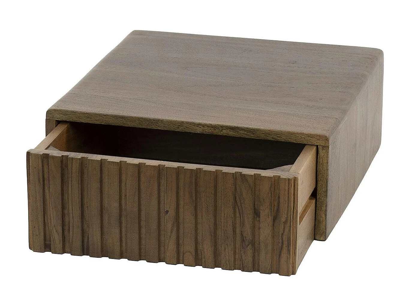 Table de chevet murale bois brun, tiroir rainuré (x2) NAKO