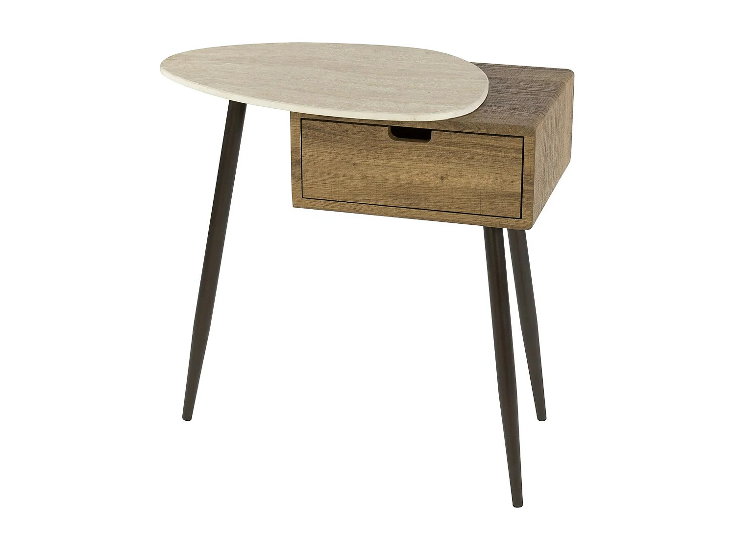 Table de chevet 1 tiroir, céramique et effet bois (G) ASCOLI