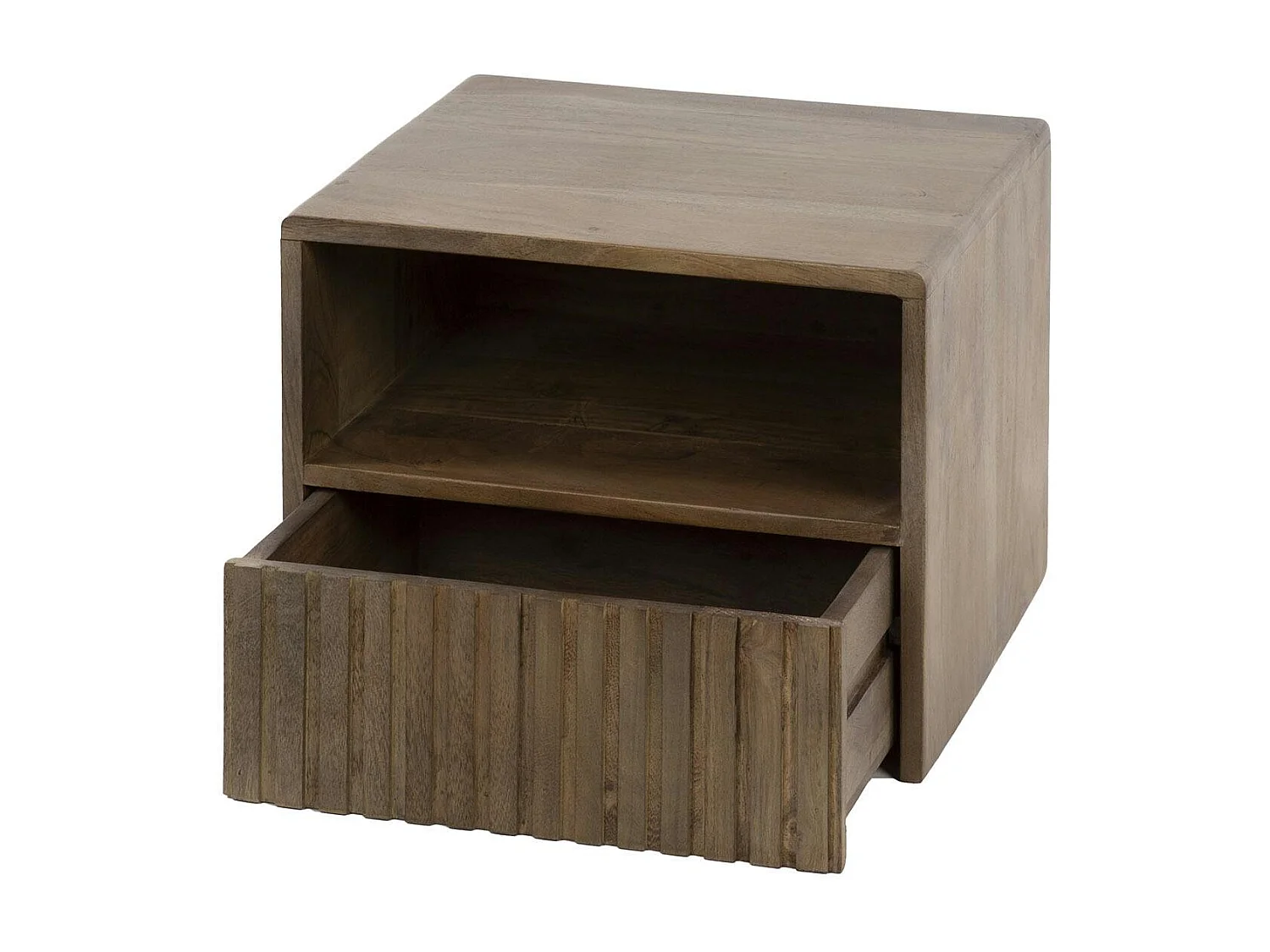 Table de chevet murale bois brun, tiroir & niche NAKO