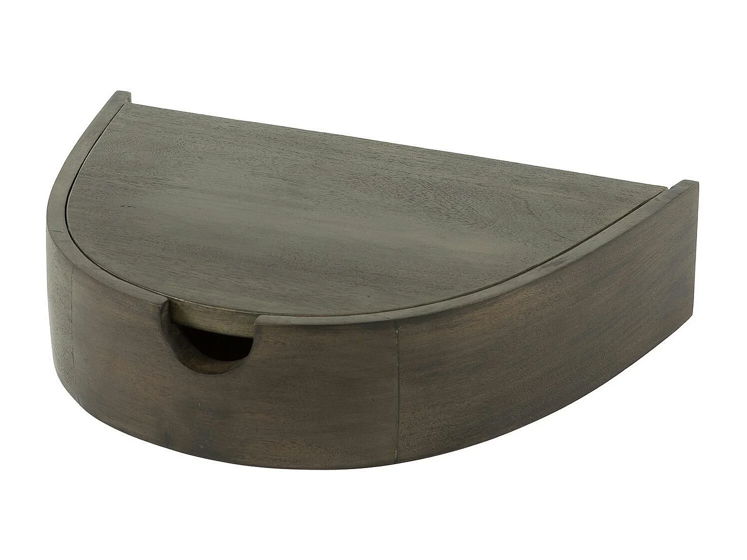 Table de nuit murale bois brun, tiroir demi-lune (x2) NAKO