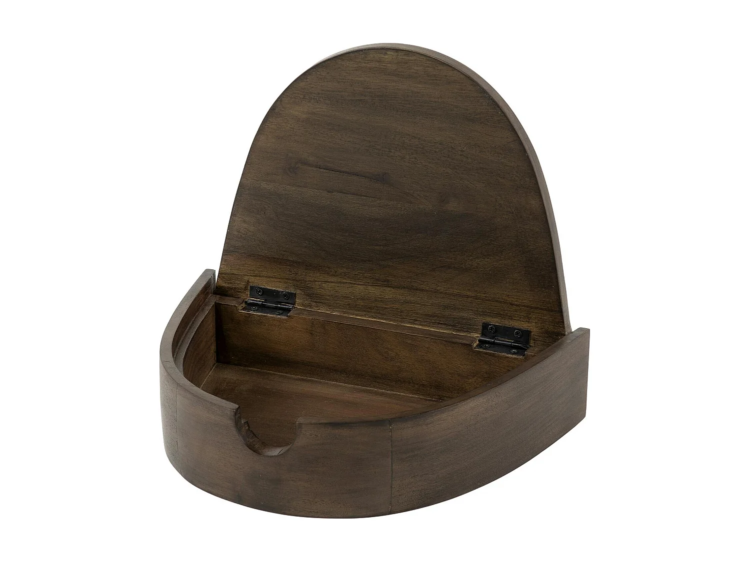 Table de nuit murale bois brun, tiroir demi-lune (x2) NAKO