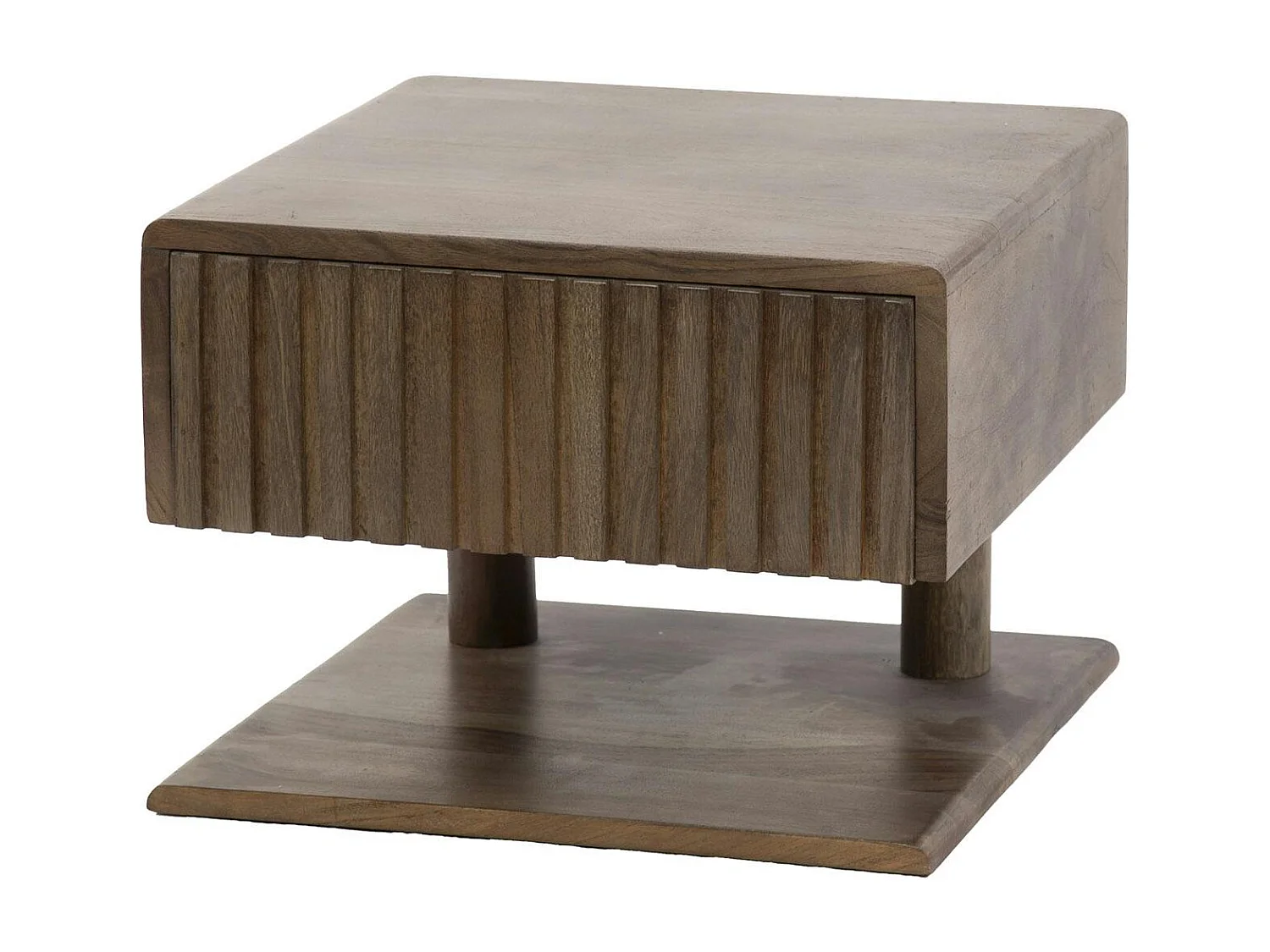 Table de chevet murale bois brun, tiroir & étagère NAKO