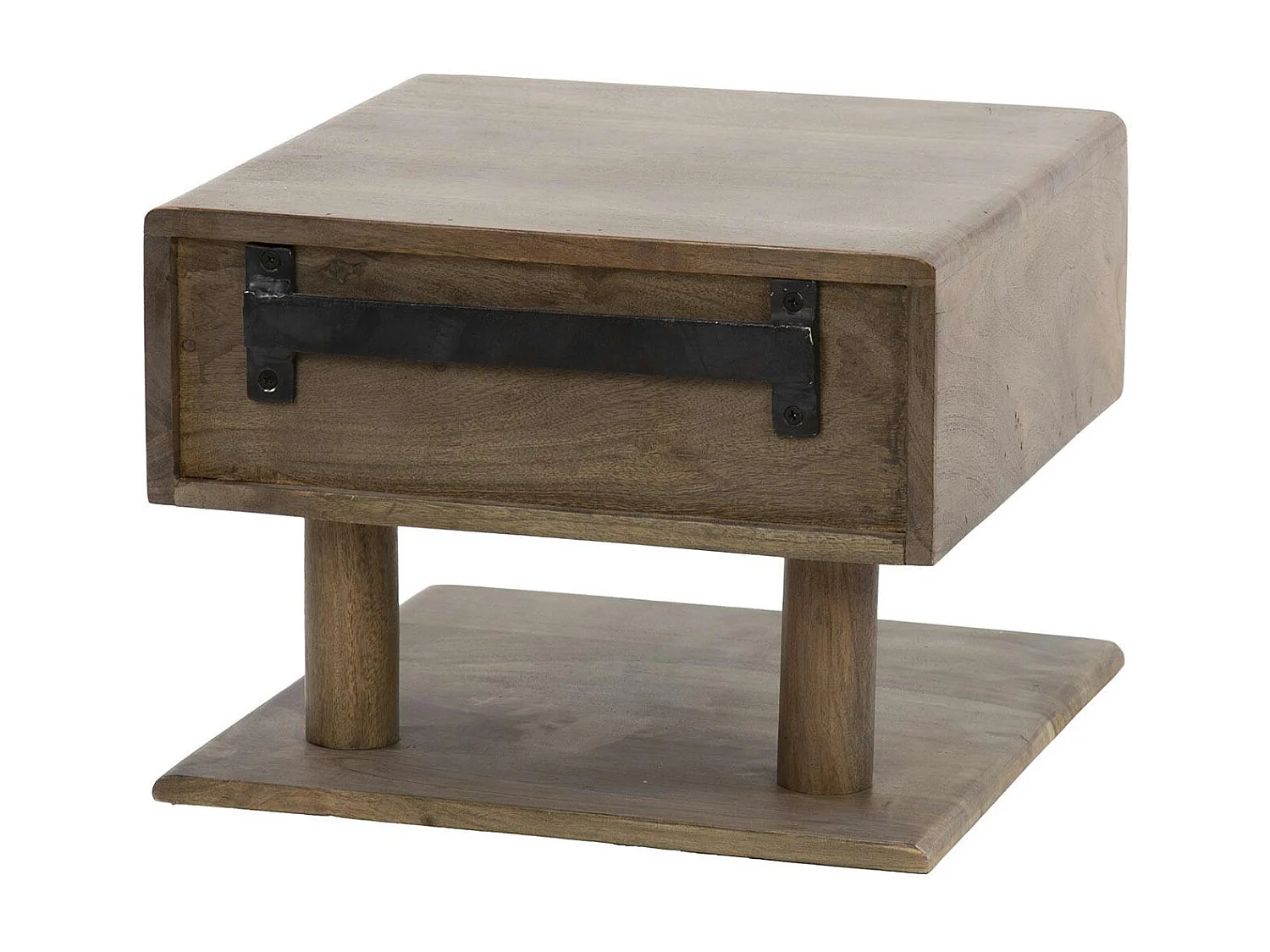 Table de chevet murale bois brun, tiroir & étagère NAKO