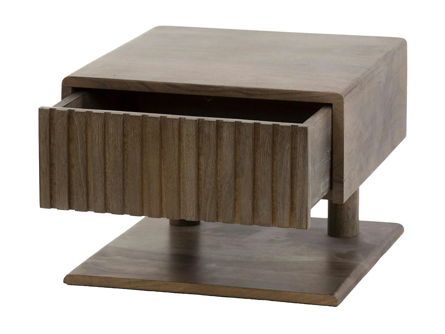 Table de chevet murale bois brun, tiroir & étagère NAKO