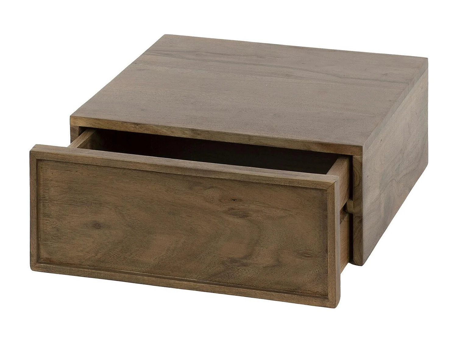 Table de chevet murale bois brun, tiroir mouluré (x2) NAKO